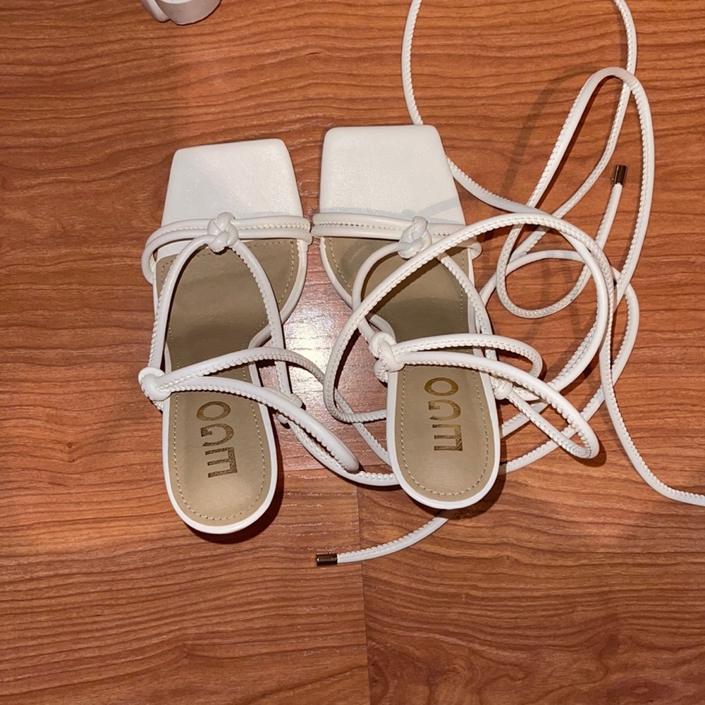 LACE UP WHITE HEELS (WORN ONCE)